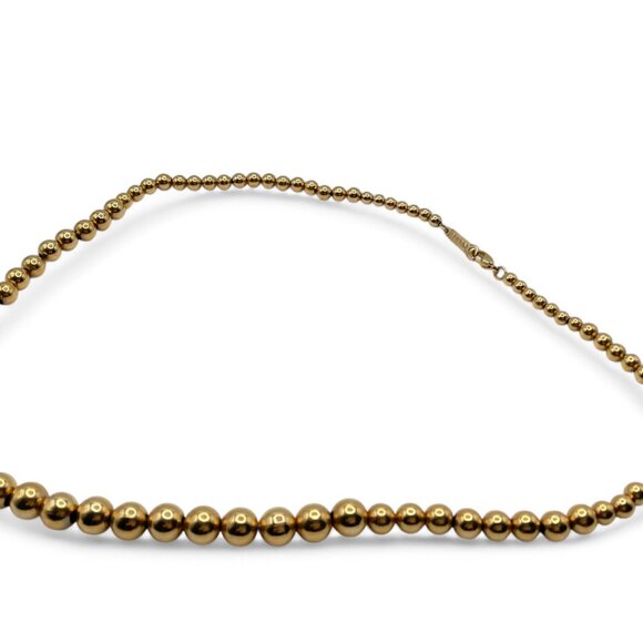 Vintage NAPIER Gold Tone Graduated Pearl Necklace Metal Beads on Chain 23" - Picture 5 of 9